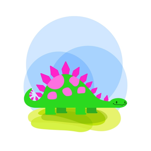 Ilustración de vector de dinosaurios lindos, dinosaurios pequeños lindos de estegosaurio