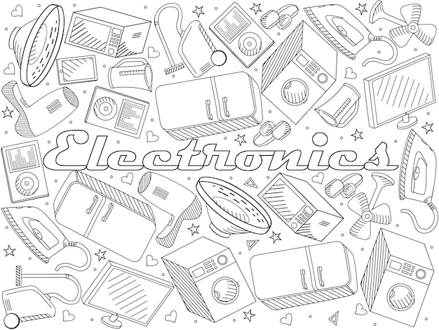 Ilustración de vector de diseño de arte de línea de electrónica