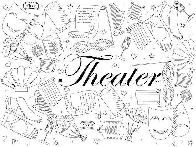 Ilustración de vector de diseño de arte de línea de teatro