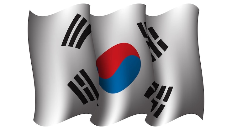 Vector ilustración de vector de diseño de bandera ondeante de corea del sur