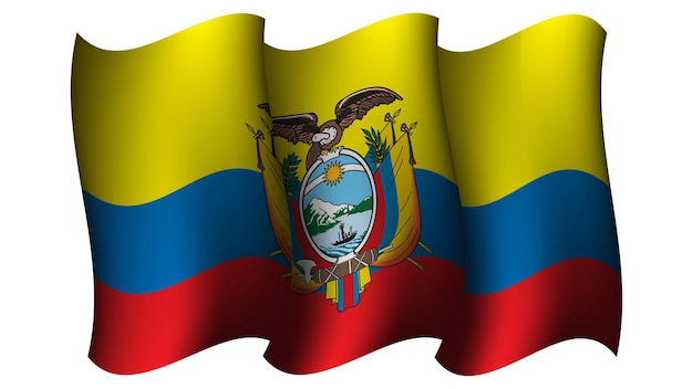 ilustración de vector de diseño de bandera ondeante de ecuador