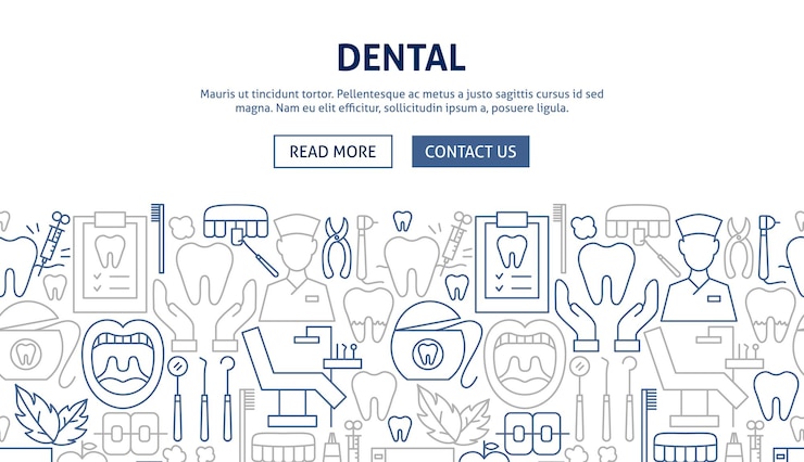 Vector ilustración de vector de diseño de banner dental de plantilla de contorno