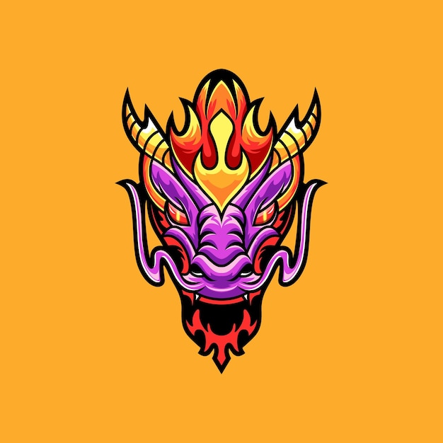 Ilustración vector de diseño de cabeza de dragón