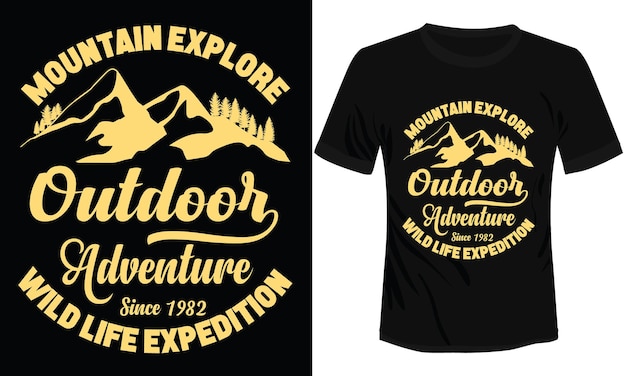 Ilustración de vector de diseño de camiseta de aventura al aire libre de Mountain Explorer