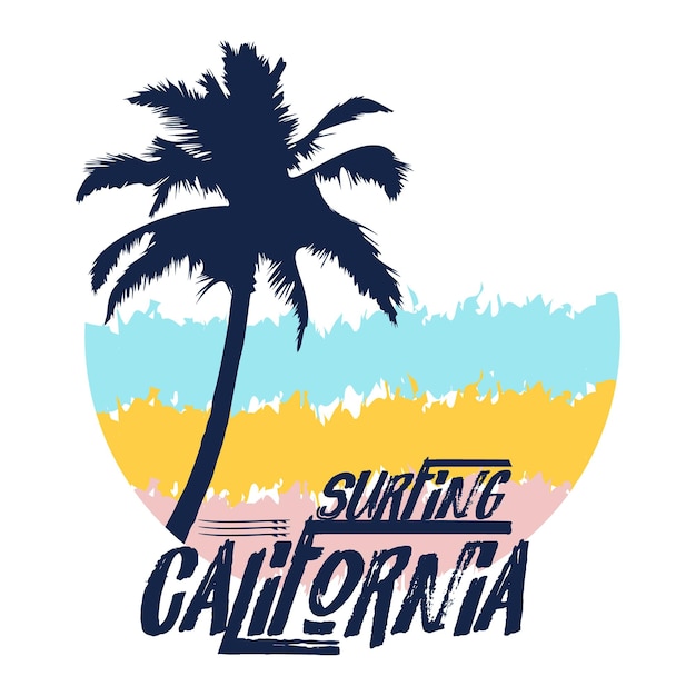 Ilustración de Vector de diseño de camiseta de California de surf