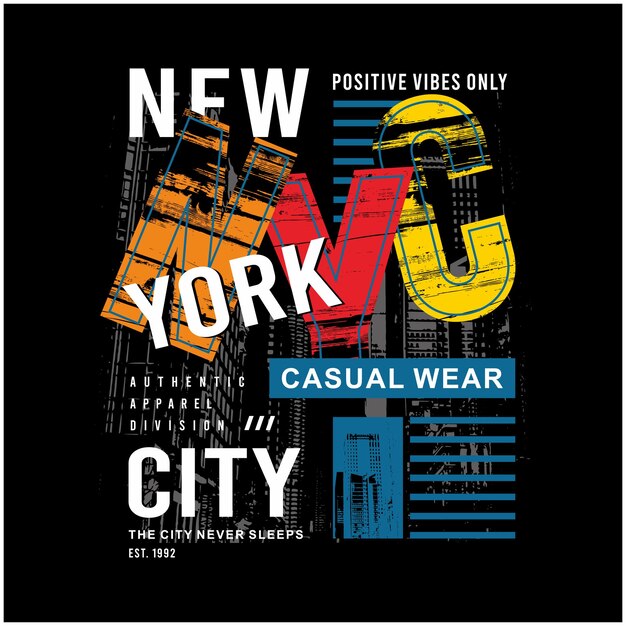 Ilustración de vector de diseño de camiseta de la ciudad de nueva york