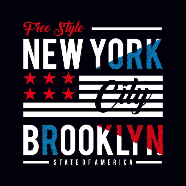 Ilustración de vector de diseño de camiseta gráfica de tipografía de nyc brooklyn