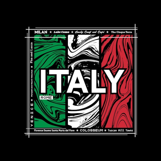 Ilustración de vector de diseño de camiseta de italia