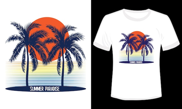 Ilustración de Vector de diseño de camiseta de paraíso de verano