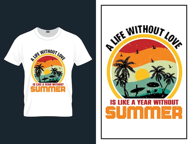 Vector ilustración de vector de diseño de camiseta de playa de horario de verano