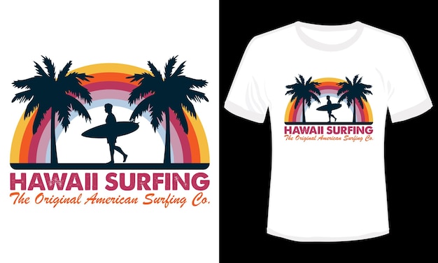 Ilustración de Vector de diseño de camiseta de surf de Hawaii