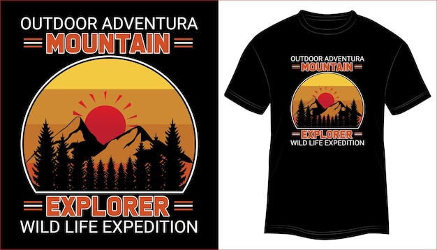 Ilustración de vector de diseño de camiseta de tipografía de expedición de vida silvestre de explorador de aventura al aire libre