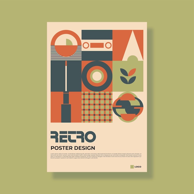 Ilustración de vector de diseño de cartel retro geométrico