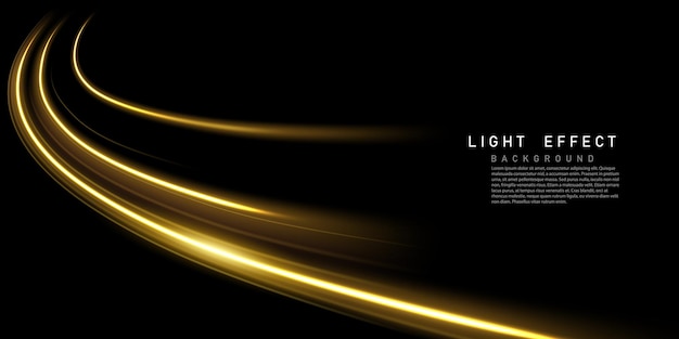 Ilustración de vector de diseño de efecto de línea de luz abstracta elegante sobre fondo negro