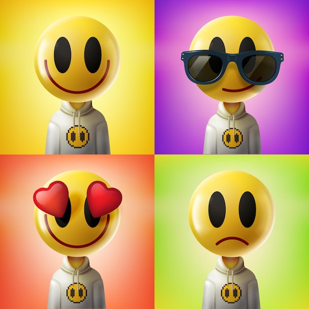 Vector ilustración de vector de diseño de emoji de dibujos animados divertidos nueva colección nft