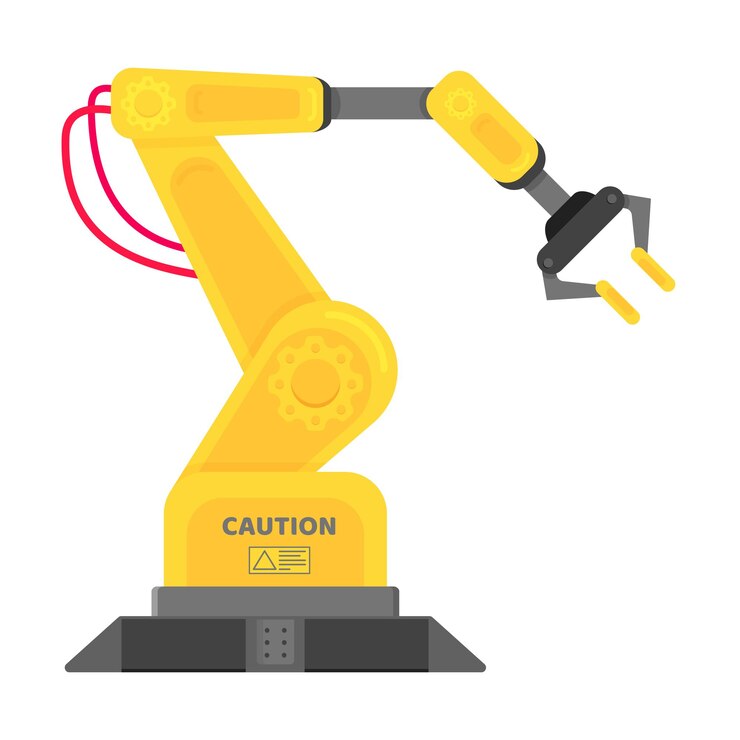 Vector ilustración de vector de diseño de estilo plano de brazo robótico aislado sobre fondo blanco brazo o mano de robot