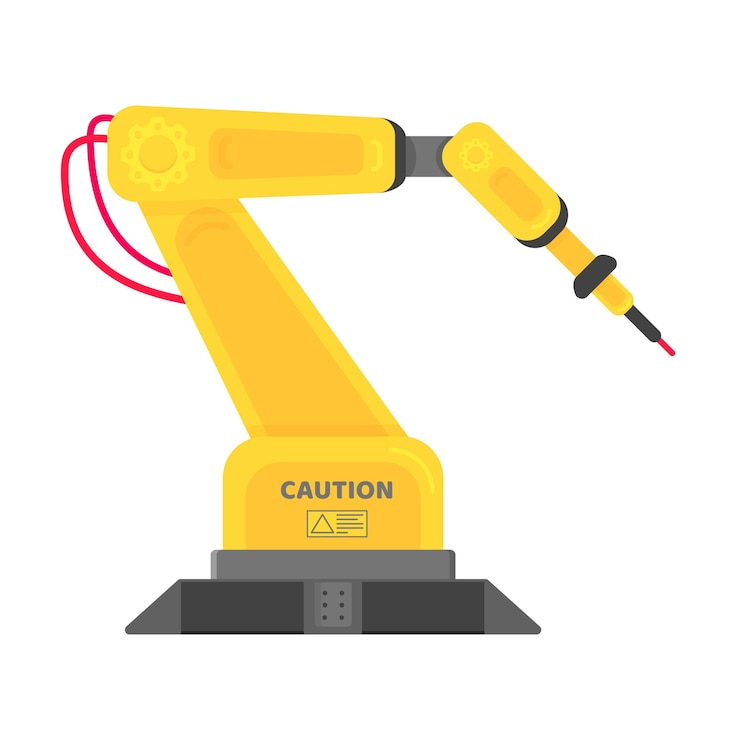 Vector ilustración de vector de diseño de estilo plano de brazo robótico aislado sobre fondo blanco brazo o mano de robot