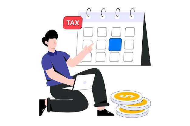 Ilustración de Vector de diseño de estilo plano de calendario de impuestos. ilustración común