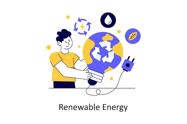 Ilustración de vector de diseño de estilo plano de energía renovable Ilustración de stock