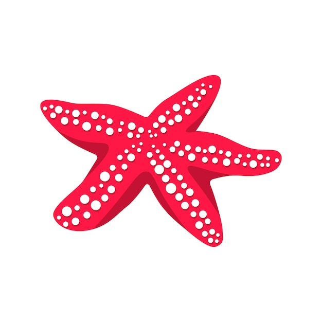 Ilustración de vector de diseño de estilo plano de estrellas de mar rojo aislado sobre fondo blanco