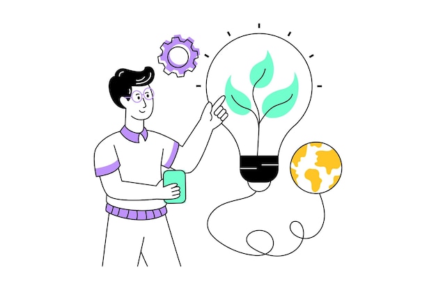 Ilustración de vector de diseño de estilo plano de luz ecológica Ilustración de stock