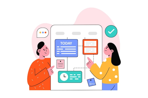 Ilustración de Vector de diseño de estilo plano de planificación de tareas. ilustración común