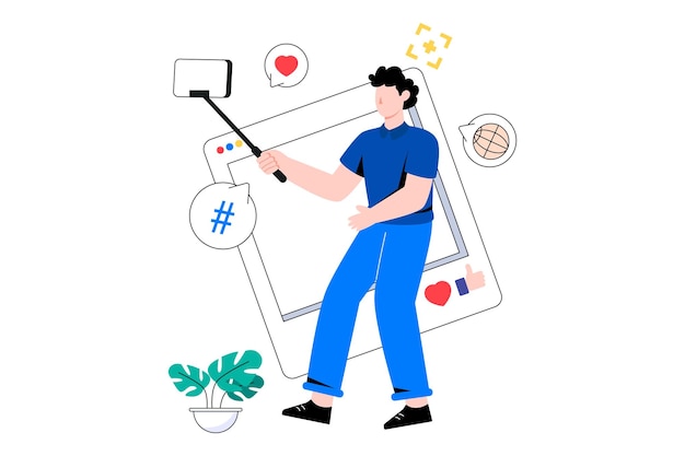 Ilustración de vector de diseño de estilo plano Selfie. ilustración de stock