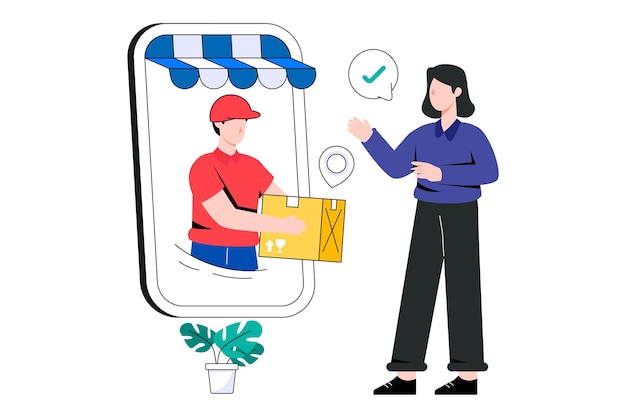 Ilustración de vector de diseño de estilo plano de servicio de entrega. ilustración de stock