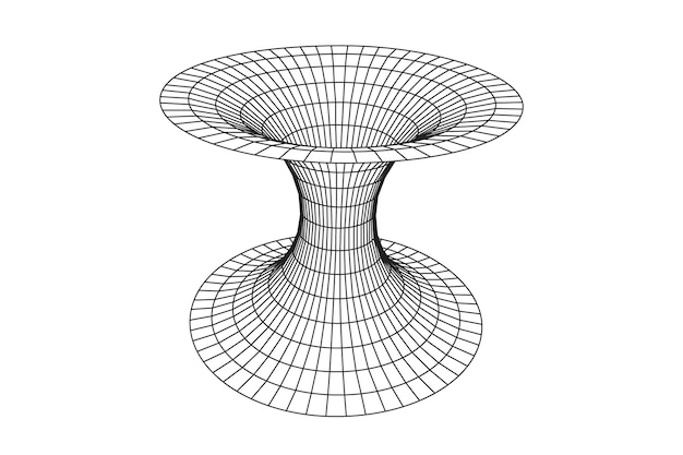 Ilustración de vector de diseño de estilo plano de túnel de estructura metálica de rejilla geométrica de agujero de gusano