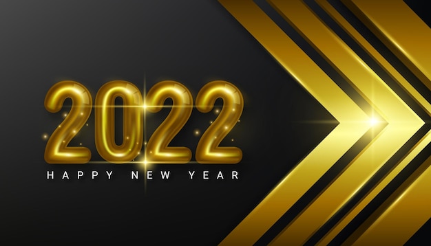 Ilustración de vector de diseño de fondo de feliz año nuevo 2022 de lujo