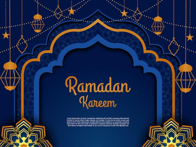 Vector ilustración de vector de diseño de fondo islámico de tarjeta de felicitación de ramadan kareem