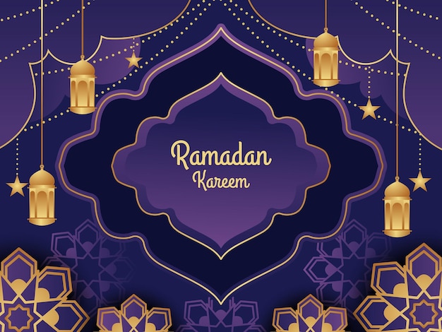 Vector ilustración de vector de diseño de fondo islámico de tarjeta de felicitación de ramadan kareem