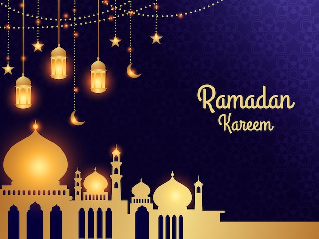 Vector ilustración de vector de diseño de fondo islámico de tarjeta de felicitación de ramadan kareem