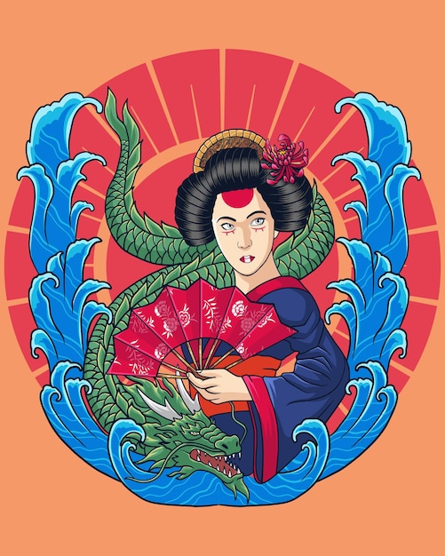 Vector ilustración de vector de diseño geisha para su producto de marca comercial
