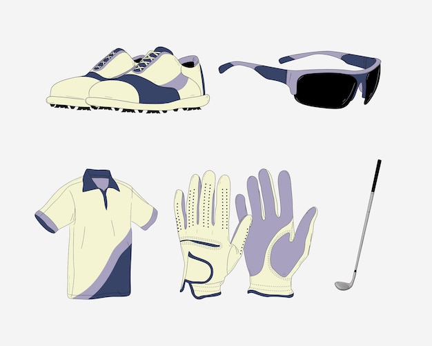 Vector ilustración de vector de diseño gráfico de equipo de deporte de golf