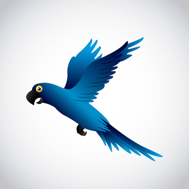 Ilustración de vector de diseño de guacamayo azul