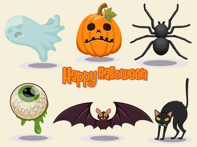 Ilustración de vector de diseño de icono de halloween feliz elementos de diseño de halloween