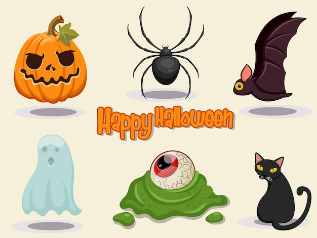 Ilustración de vector de diseño de icono de halloween feliz elementos de diseño de halloween