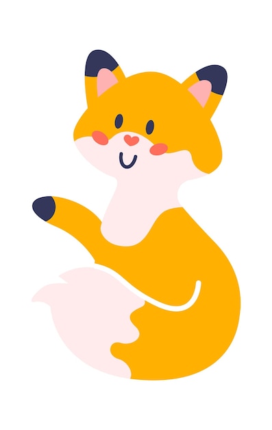 Ilustración de Vector de diseño infantil Animal lindo zorro