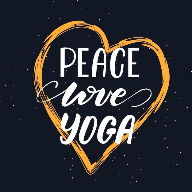 Ilustración de vector con diseño de letras peace love yoga