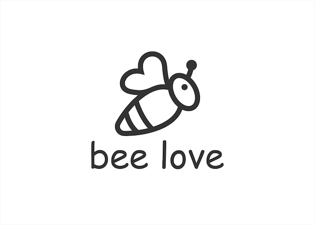 Ilustración de vector de diseño de logotipo de abeja de amor