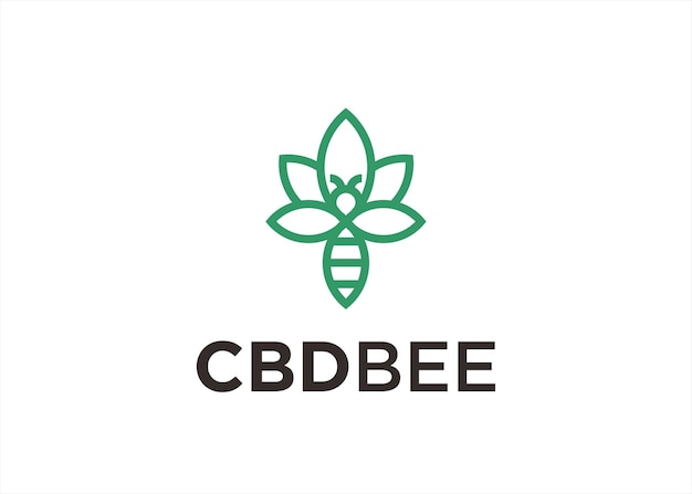 ilustración de vector de diseño de logotipo de abeja de marihuana