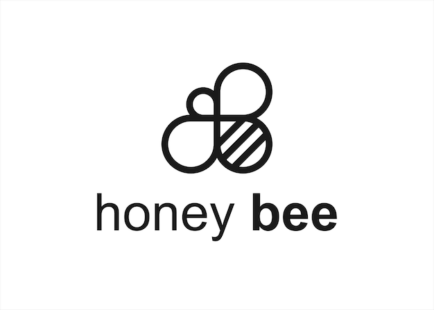 Ilustración de vector de diseño de logotipo de abeja de miel