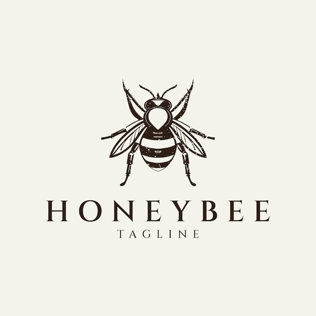 Ilustración de vector de diseño de logotipo de abeja