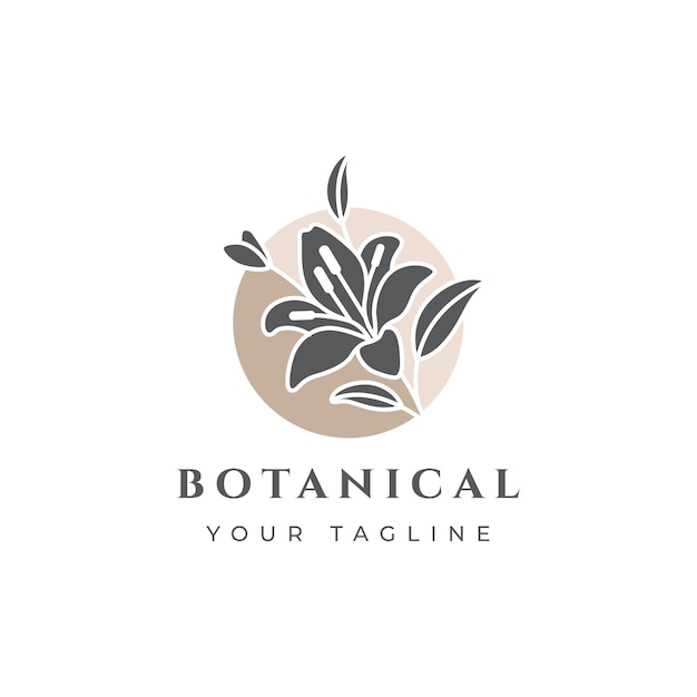 Ilustración de vector de diseño de logotipo abstracto de línea orgánica botánica hermosa flor de lirio