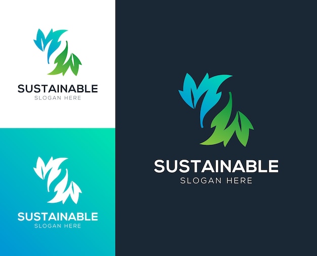 Ilustración de vector de diseño de logotipo ambiental de reciclaje sostenible