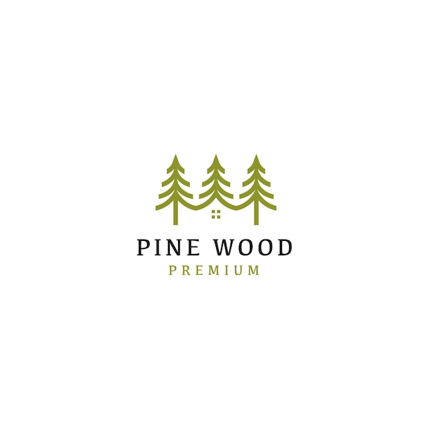 Ilustración de vector de diseño de logotipo de árbol de pino y hogar