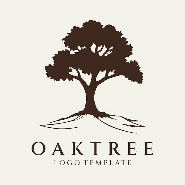 Ilustración de vector de diseño de logotipo de árbol de roble