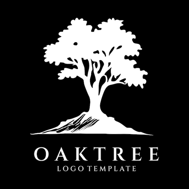 Ilustración de vector de diseño de logotipo de árbol de roble