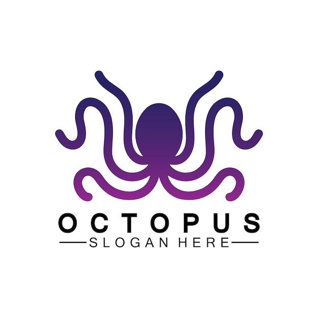 Ilustración de vector de diseño de logotipo de arte de línea moderna simple de pulpo